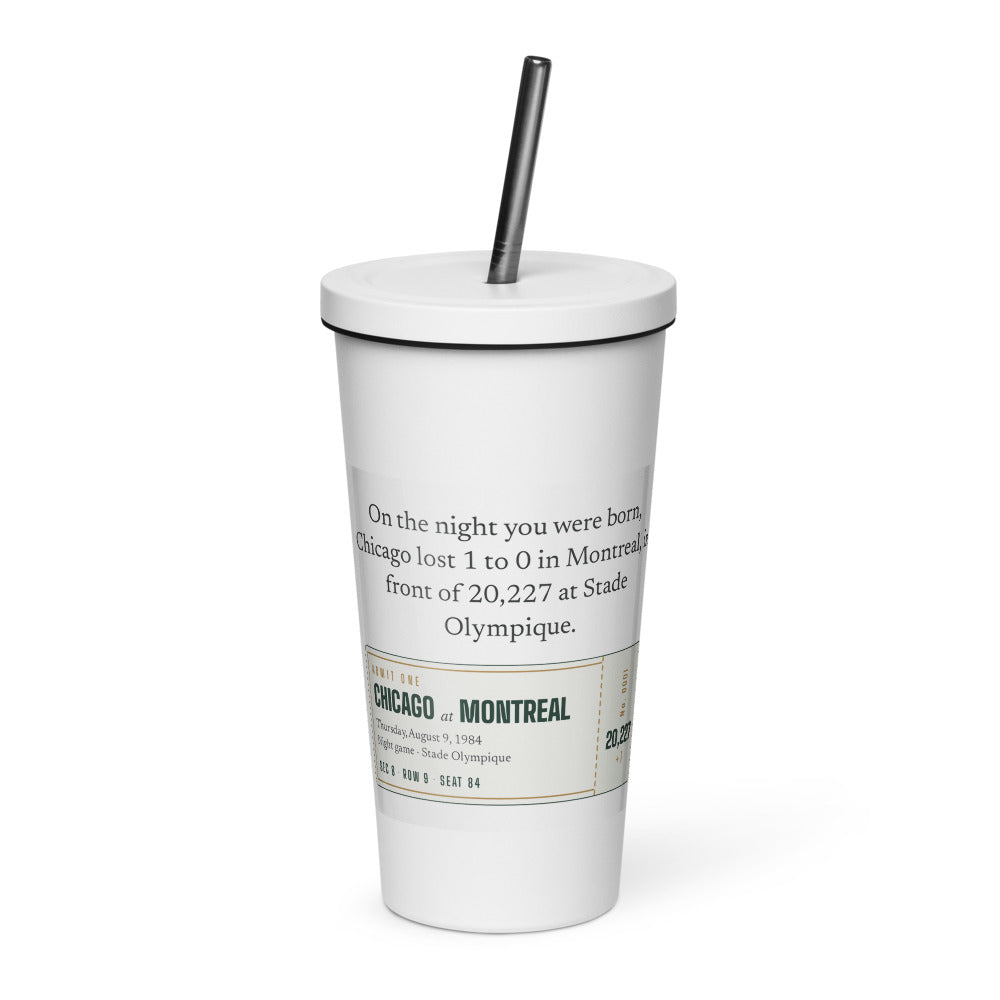 Tumbler with a personalized box score design