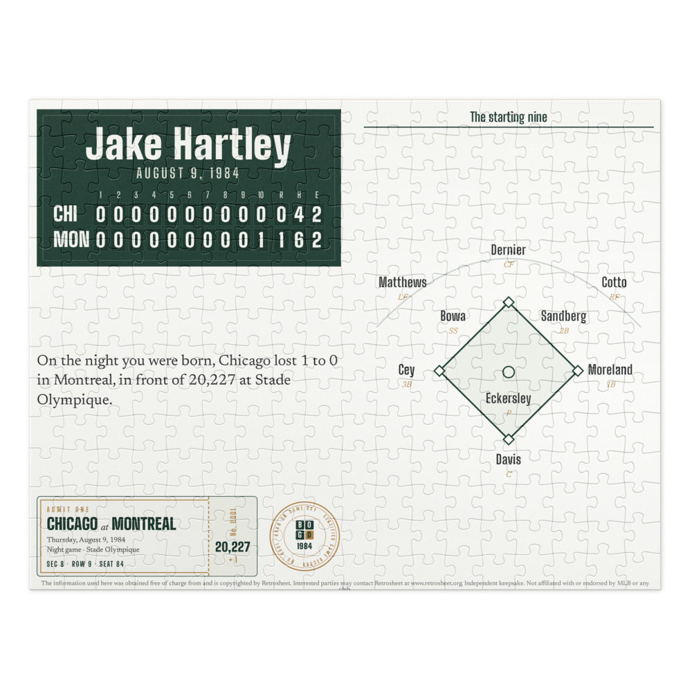 Puzzle with a personalized box score design