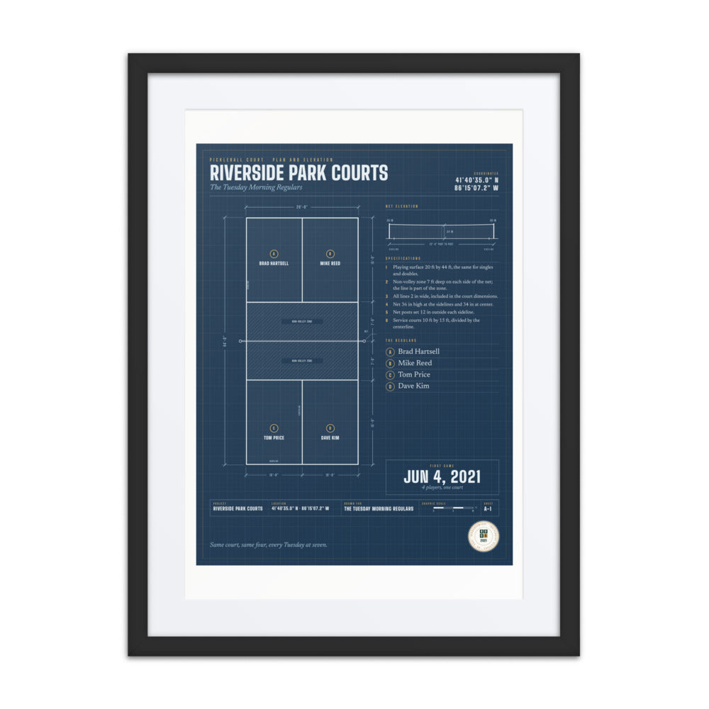 Pickleball Court Blueprint print