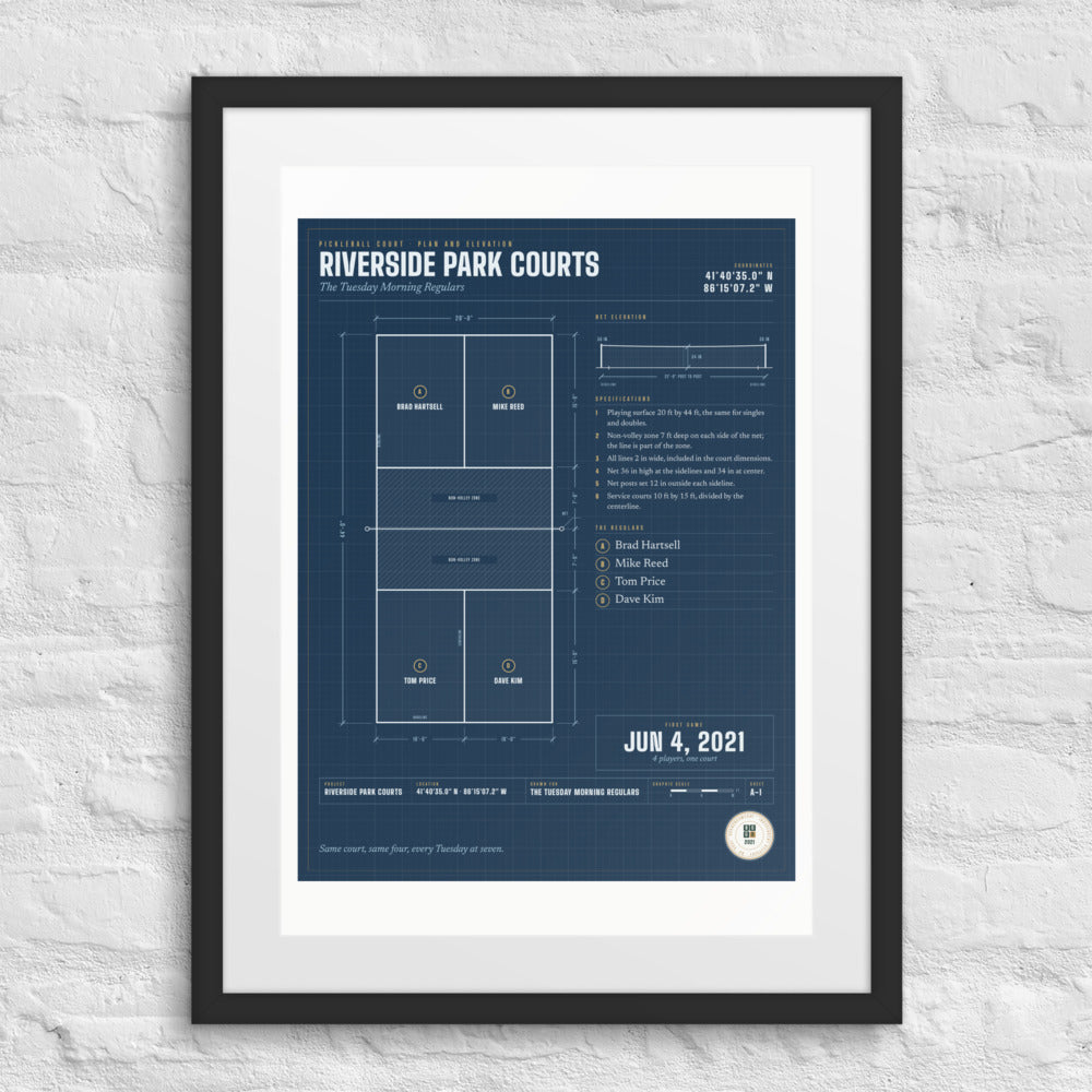 Pickleball Court Blueprint print