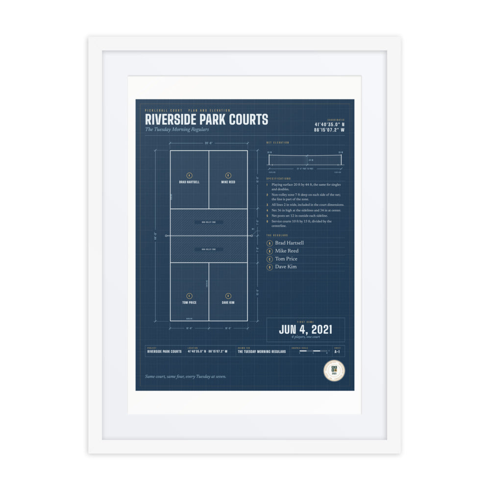 Pickleball Court Blueprint print