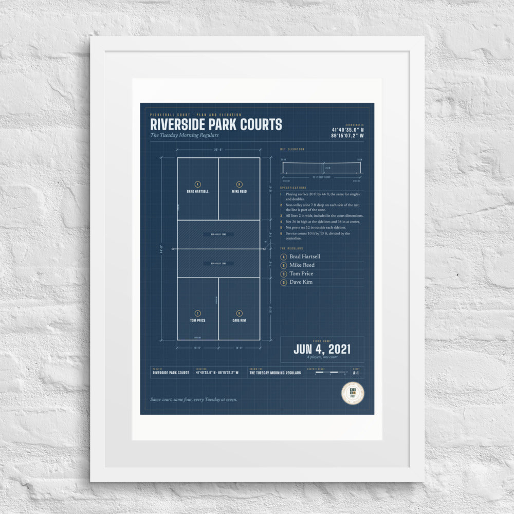 Pickleball Court Blueprint print