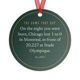 Ornament with a personalized box score design