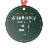 Ornament with a personalized box score design