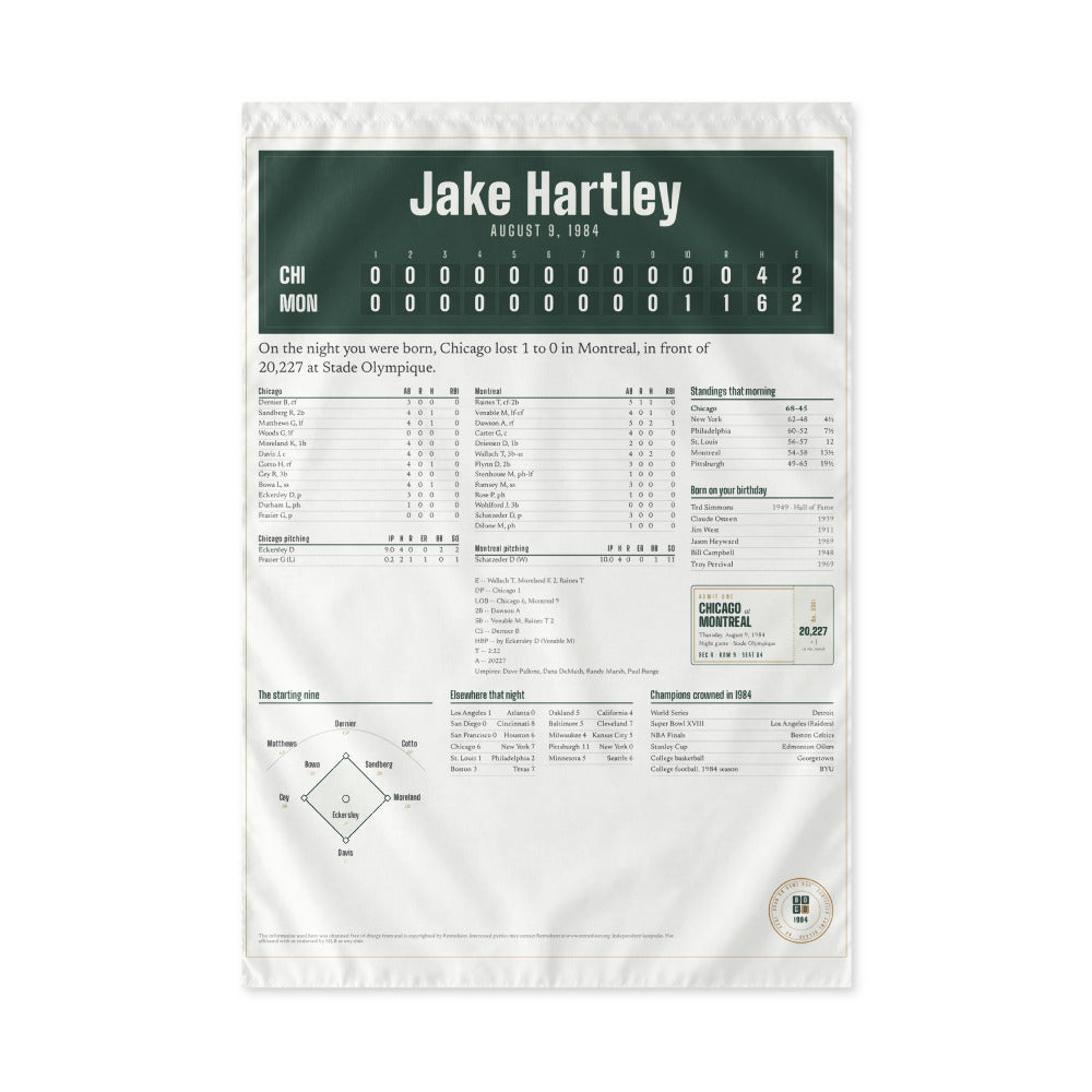 Flag with a personalized box score design