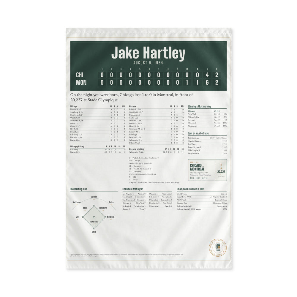 Flag with a personalized box score design