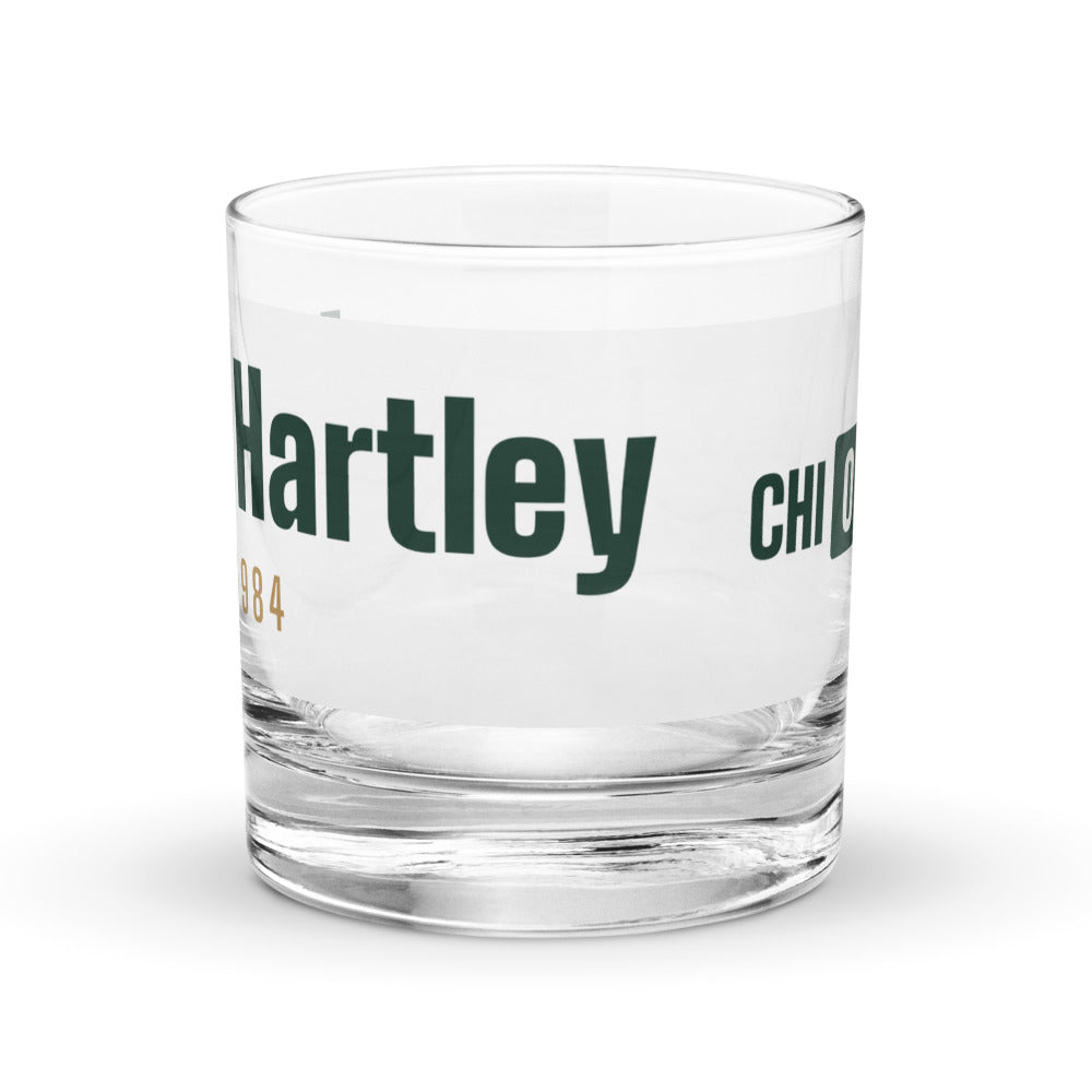 Glass with a personalized box score design