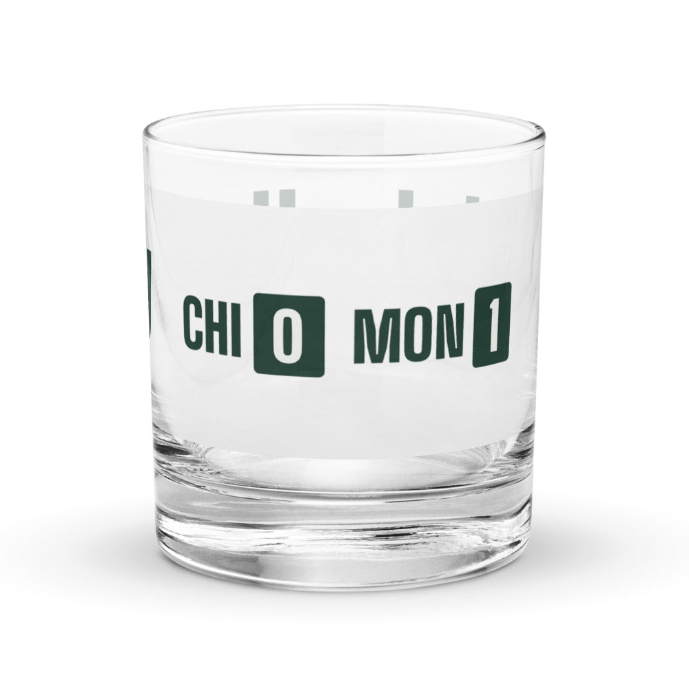 Glass with a personalized box score design