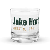Glass with a personalized box score design