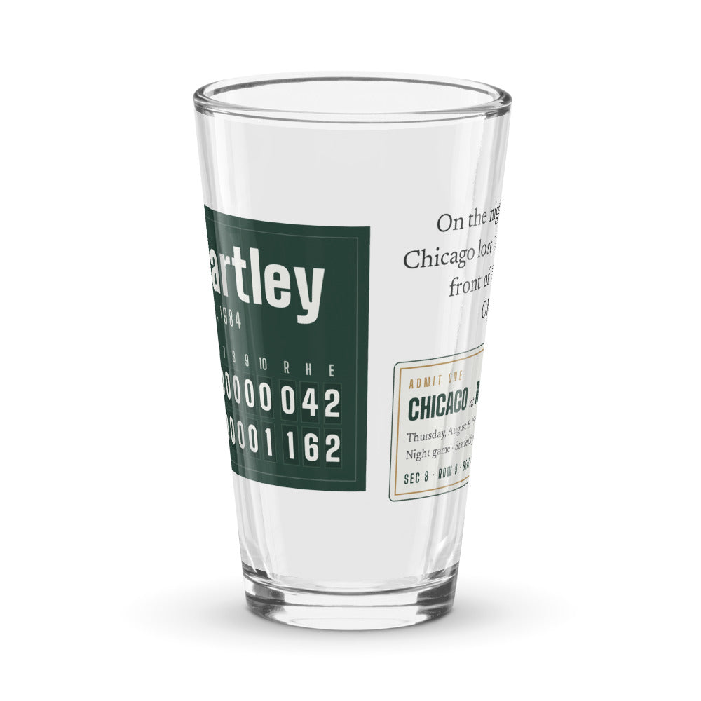 Glass with a personalized box score design