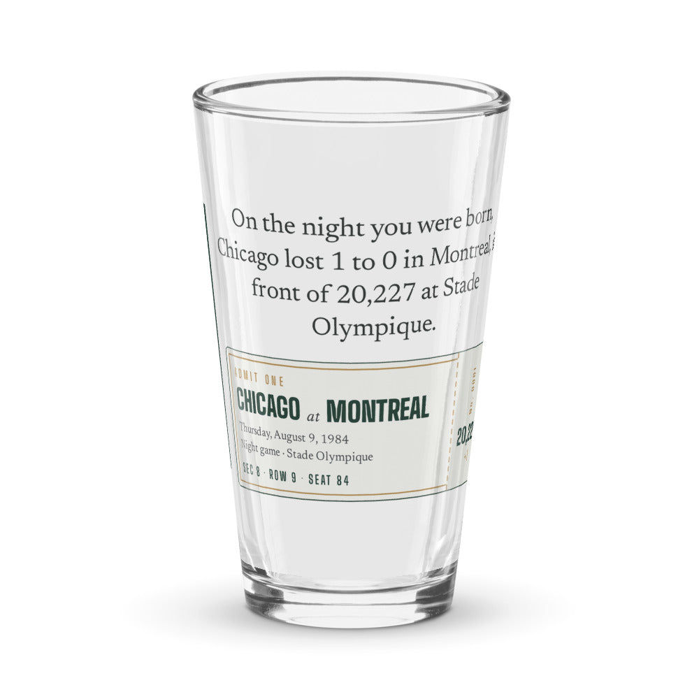 Glass with a personalized box score design
