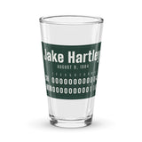 Glass with a personalized box score design