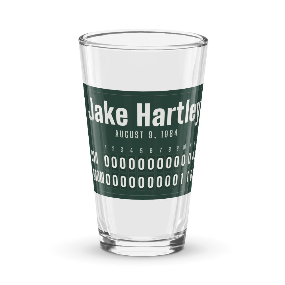 Glass with a personalized box score design