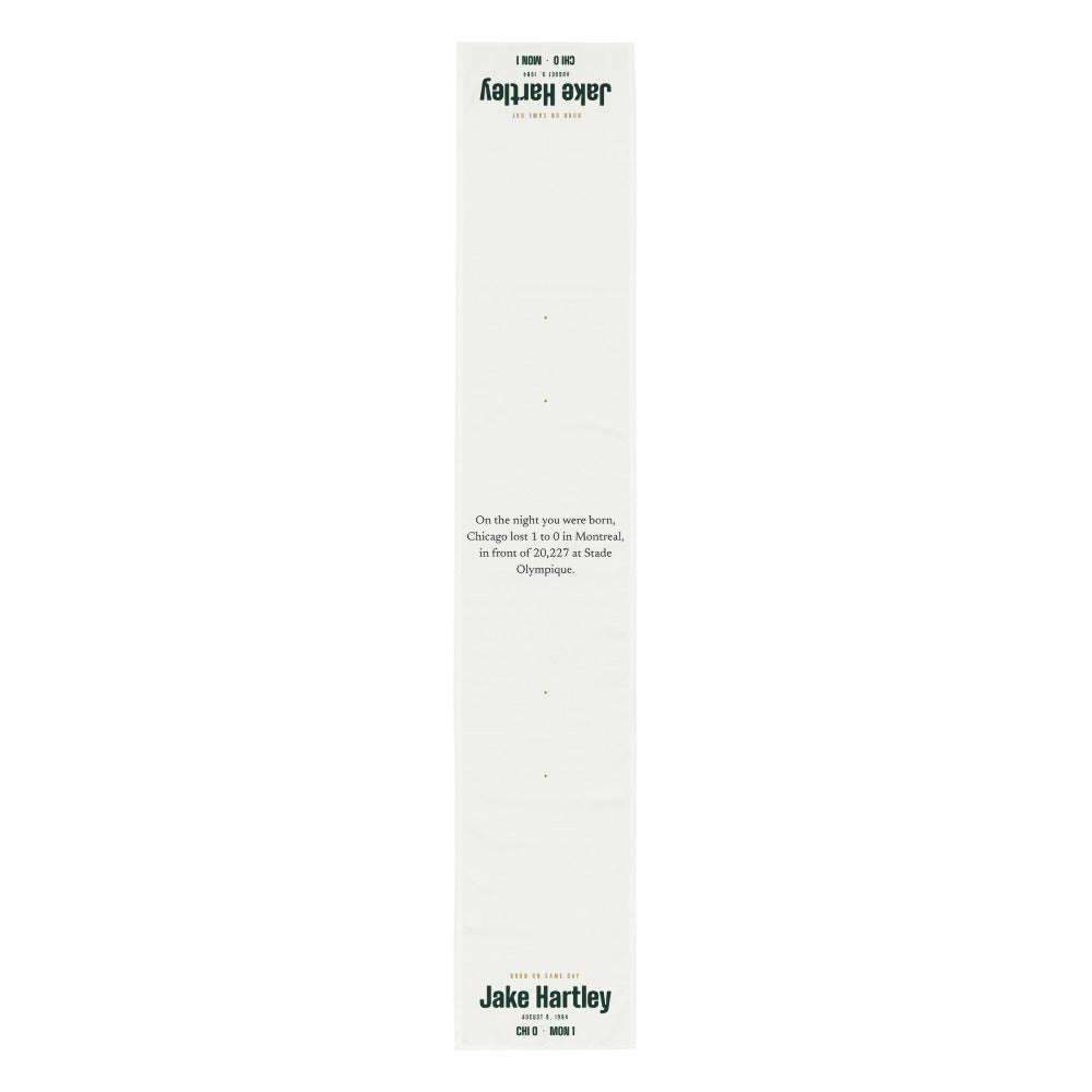 Table runner with a personalized box score design