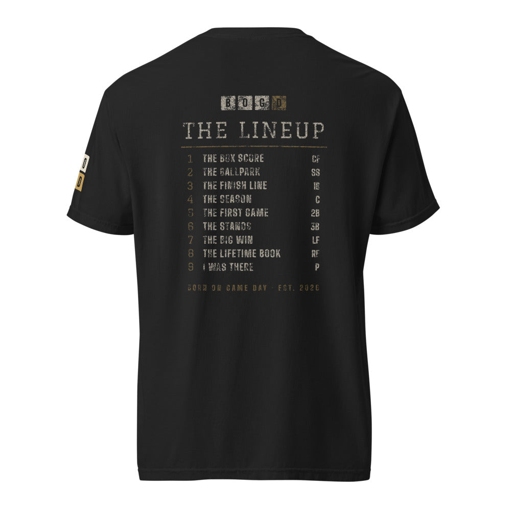 The Lineup tee, BornOnGameDay brand line