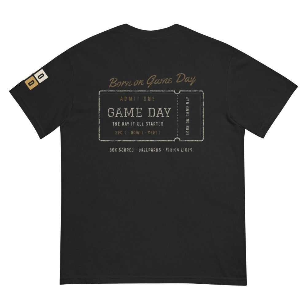 Admit One tee, BornOnGameDay brand line