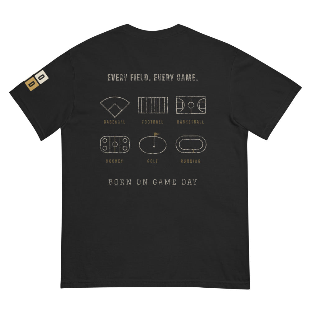 Every Field tee, BornOnGameDay brand line