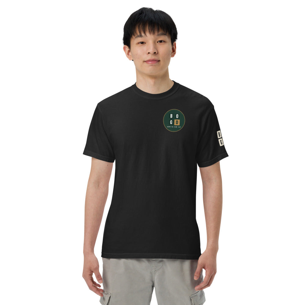 Scoreboard Tiles tee, BornOnGameDay brand line