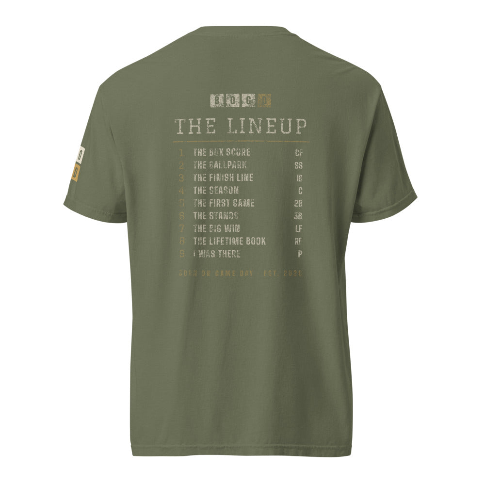 The Lineup tee, BornOnGameDay brand line