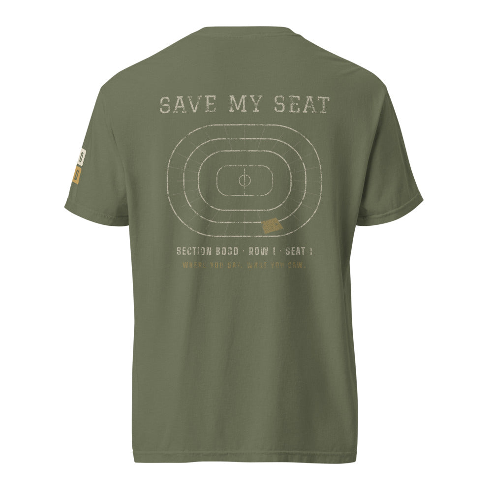 Save My Seat tee, BornOnGameDay brand line