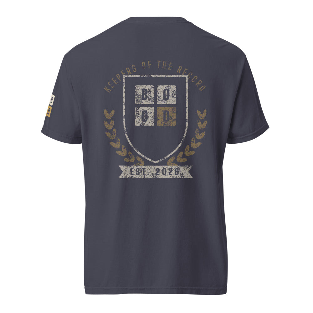 Keepers of the Record tee, BornOnGameDay brand line