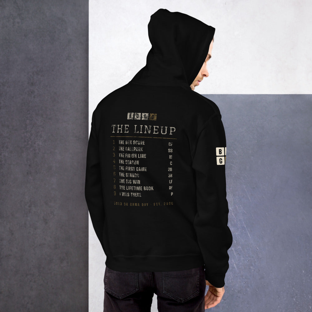 The Lineup hoodie, BornOnGameDay brand line