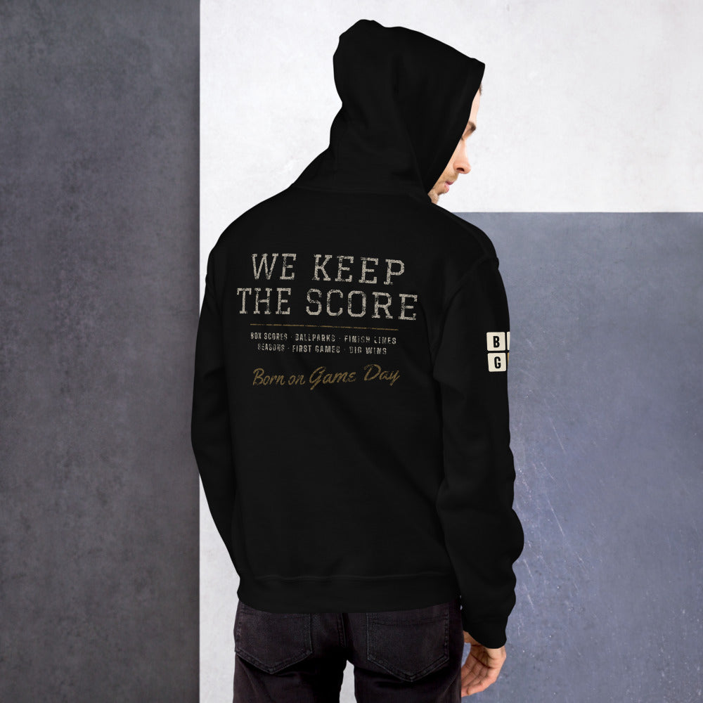 We Keep the Score hoodie, BornOnGameDay brand line