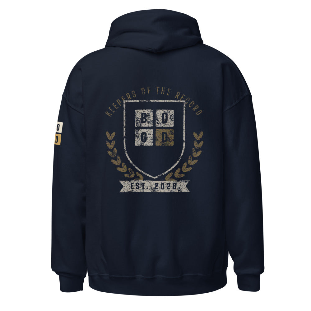 Keepers of the Record hoodie, BornOnGameDay brand line