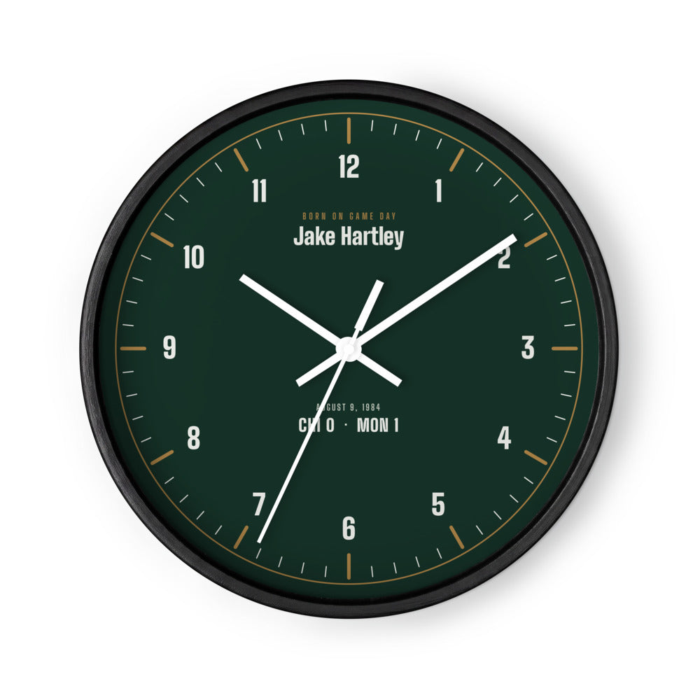 Wall clock with a personalized box score design