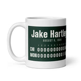 Mug with a personalized box score design
