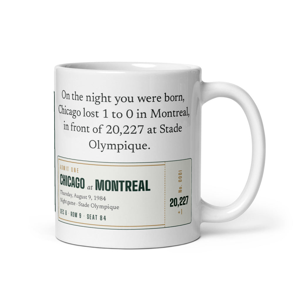 Mug with a personalized box score design