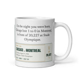 Mug with a personalized box score design