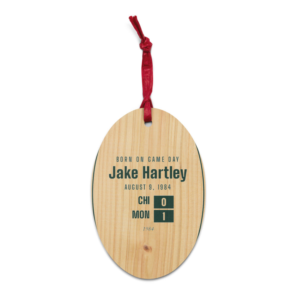 Ornament with a personalized box score design
